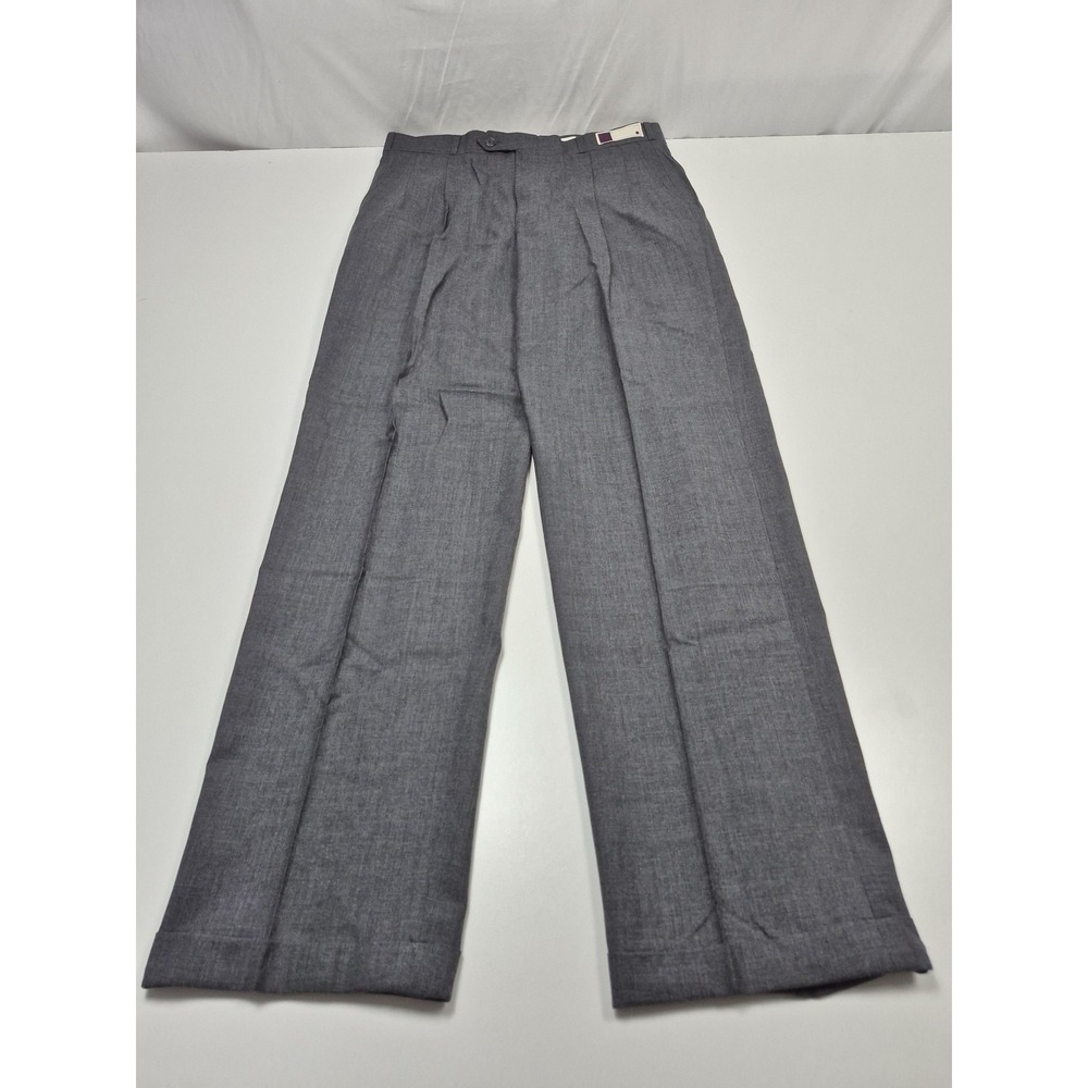 Racquet Club Dress Wool Pants Mens 34x34 Gray Pleated Cuffed Business